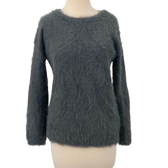 Ellen Tracy Women's Long  Sleeve Gray‎ Faux Fur Pullover Stretch Sweater M - Picture 1 of 6